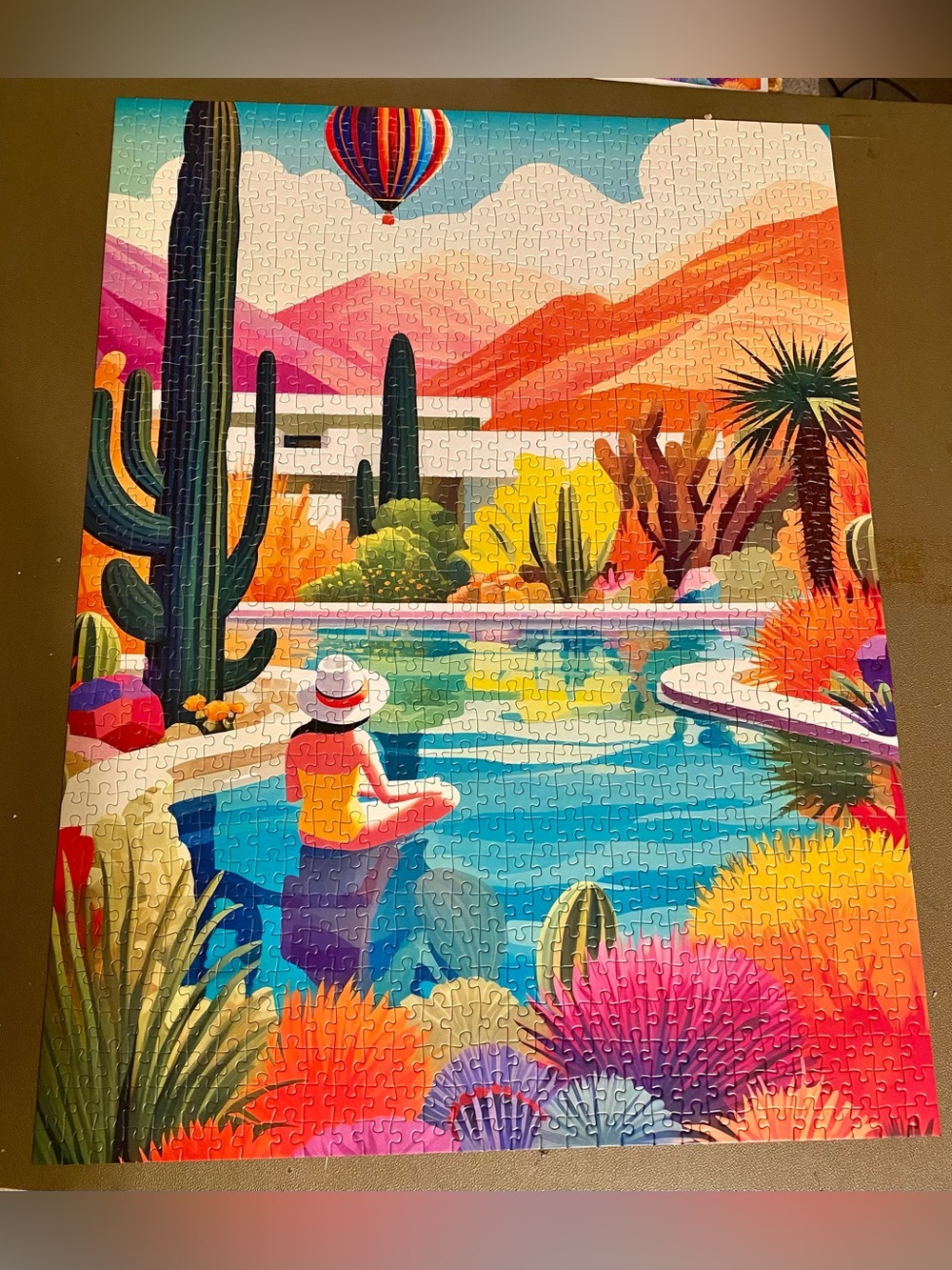 CROSS & GLORY - Blossoming Desert: Poolside Paradise - 1000 Piece Jigsaw Puzzle
